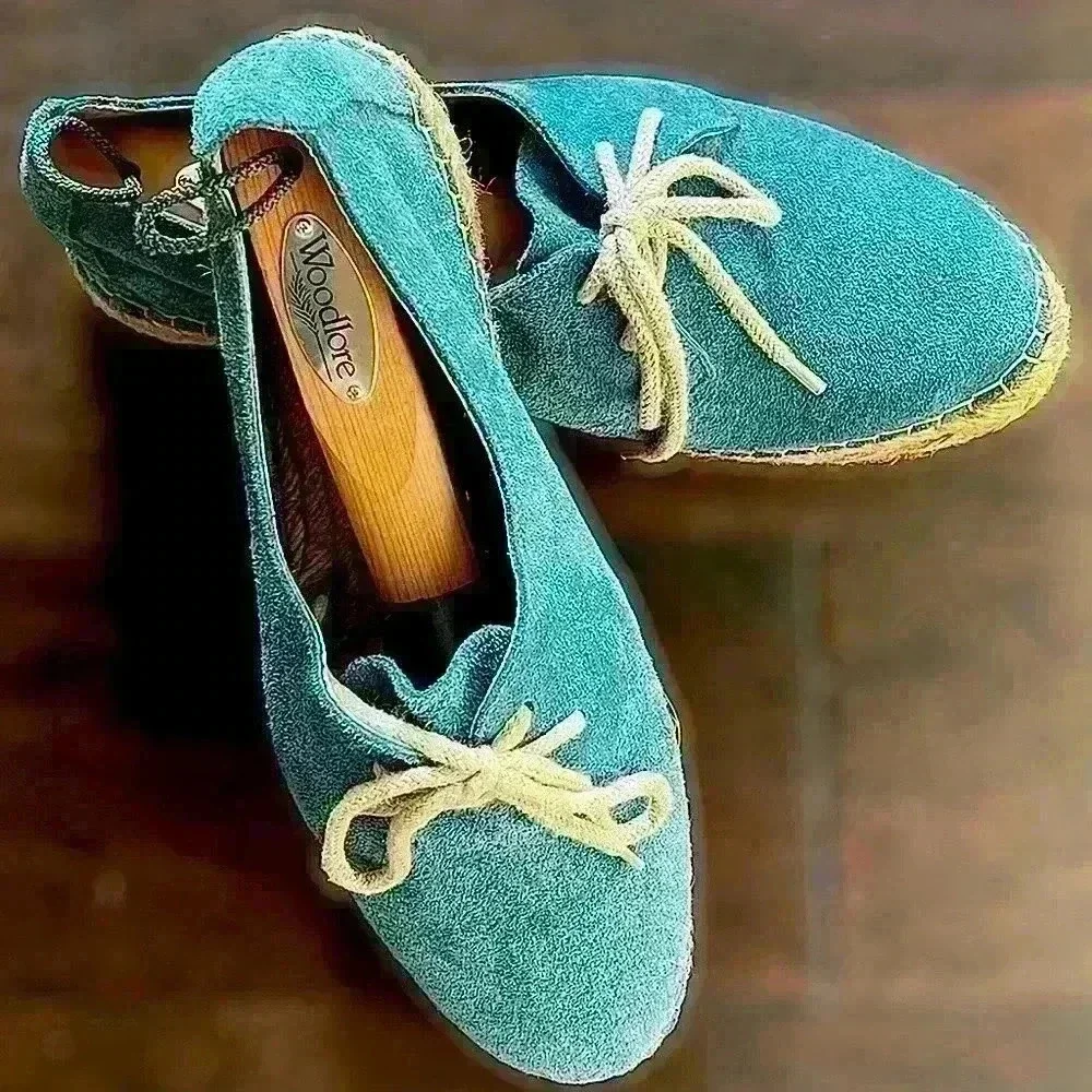 Blue suede women’s lace up espadrilles from Spain EUR size 41, US size 9.5